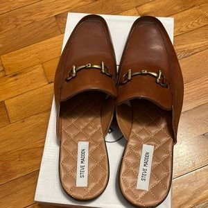 Steve Madden cognac leather mules